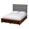 Baxton Studio Jalie Classic Transitional Grey Fabric and Walnut Brown Finished Wood King Size Platform Storage Bed
